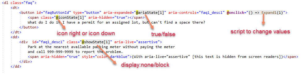 HTML for FAQs
